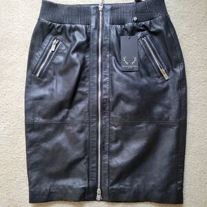 Bod & Christensen Black Leather Skirt Size 10 New